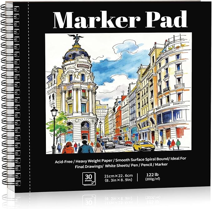 8.3 × 8.9 Inch Marker Pad, Smooth Sketchbook for Alcohol Markers