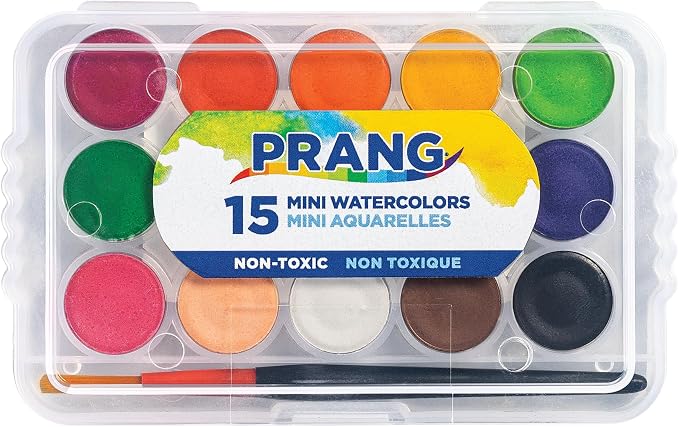 Prang Mini Watercolor Paint Set, 15 Assorted Colors, 1 Count | Perfect for painting, art lessons, crafts and creative projects