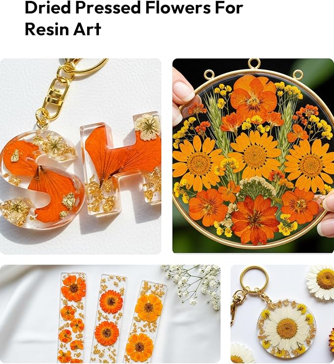 Dried Flowers, Resiners 100Pcs Pressed Flowers for Craft Real Natural Dried Flowers Dry Leaves Kit for DIY Making Crafts Resin Soap Candle Scrapbook Supplies Card Making Jewelry