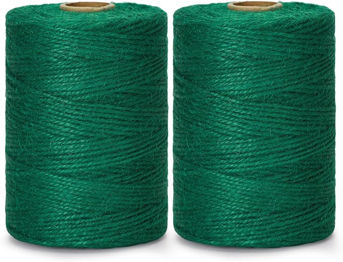 KINGLAKE Green Jute Twine String 1312 Feet 2mm for Crafts Gift Wrapping