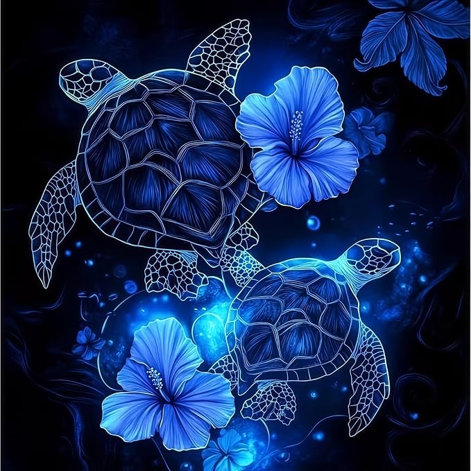 Diamond Art Kits for Adults Sea Turtle, DIY 5D Diamond Painting Kit for Beginners, Full Round Drill Gem Art Dots for Adults, Diamond Dots Paintings Crafts Home Wall Decor 13.8 x 13.8 Inch