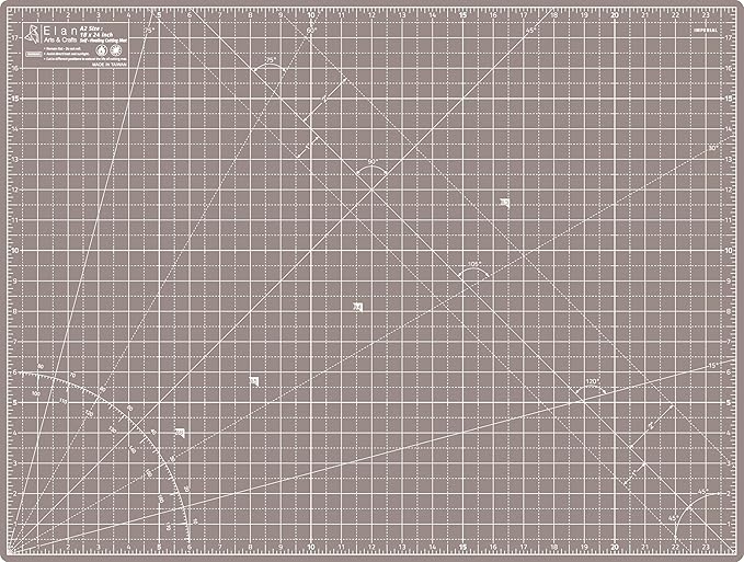 Elan Cutting Mat A2 Black & Taupe, Self Healing Cutting Mat 18x24 Inch, 5-Ply Craft Board Black, Hobby Board for Crafts 18x24 Inch