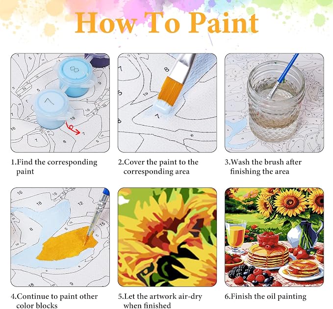 Paint by Numbers Kit for Adults, Sunflower & Pancake Breakfast, 16x20 Inch