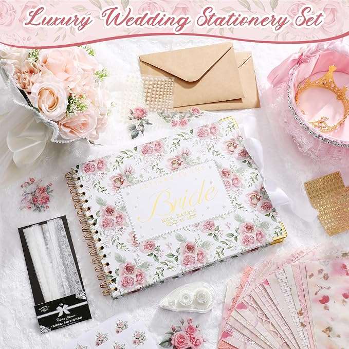 Humyoun Letters to Bride Scrapbook,10.5 X 8.25 Inch,Rose Style,Pink