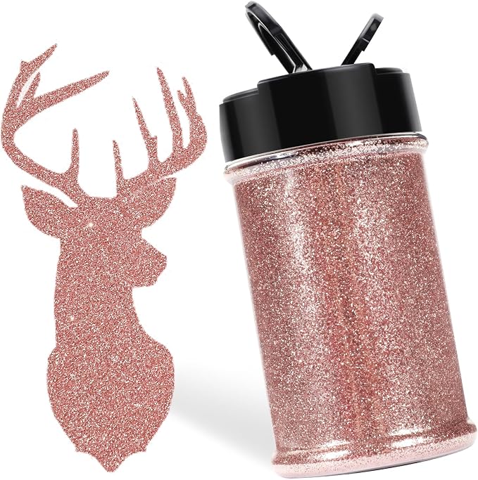 HTVRONT Rose Gold Glitter for Crafts and Arts- 1.7oz/50g Fine Glitter Dust | Craft Glitter for Resin, Jewelry, Keychains, Candle Making, Paint, Slime Add Ins, Cosmetic Glitter for Nail Face