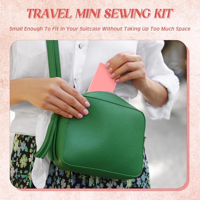 Knitgrip 25 Boxes Mini Travel Sewing Kit Quick Fix Sewing Kits Bulk, Pink