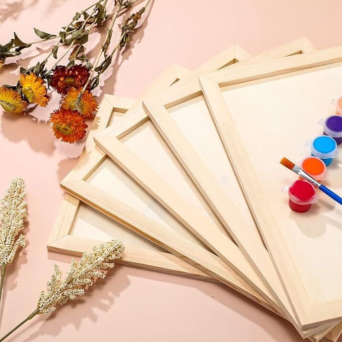 Youyole 10 Pack Unfinished Wood Canvas Panels Kit, 12 x 8 x 0.4 Inch