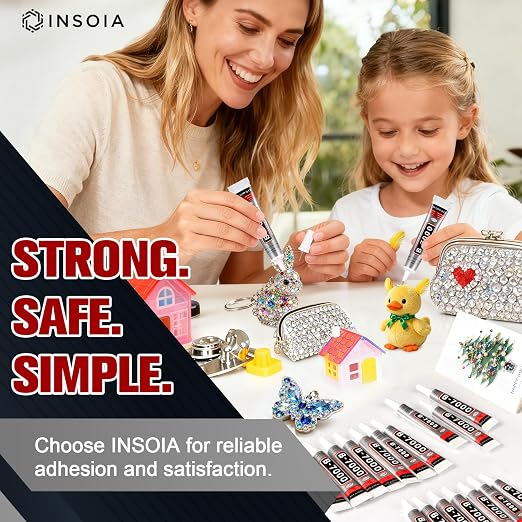 INSOIA Bedazzling Glue B7000 Clear, 16 x 15ml Precision Tip