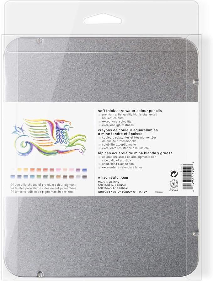 Winsor & Newton Studio Collection, Watercolor Pencils, Set of 24 | Highly pigmented, Wax-Based, Can be Used Wet/Dry, Add Water & Brush to Create Painterly Effects, Break-Resistant Points.