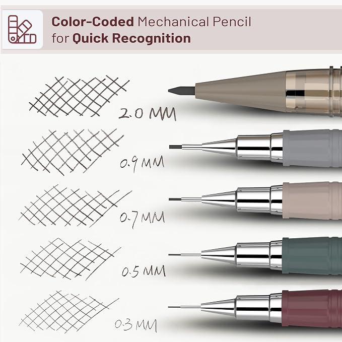 Mr. Pen- Art Mechanical Pencil Set, 5 Sizes (0.3, 0.5, 0.7, 0.9, 2.0mm)