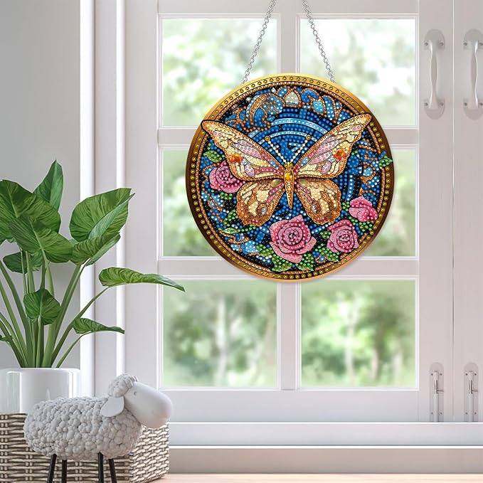 SKRYUIE Butterfly Hanging Pearl Diamond Art Kits for Adults Suncatcher A55