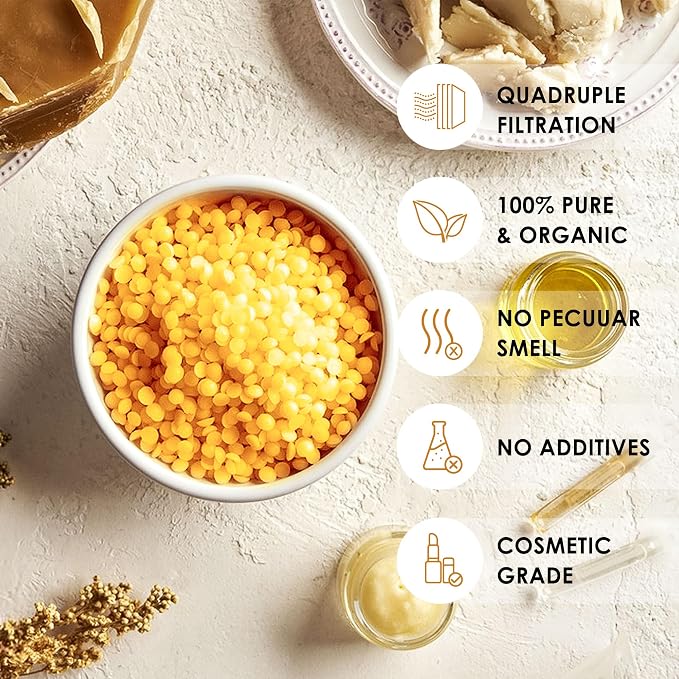 VIPwax Yellow Beeswax Pellets 10LB(4530g), Natural Organic Beeswax | Natural, Organic, Candle Making, Premium Beeswax, Body, Skin Care DIY, Lip Balm and Soap Making Supplies