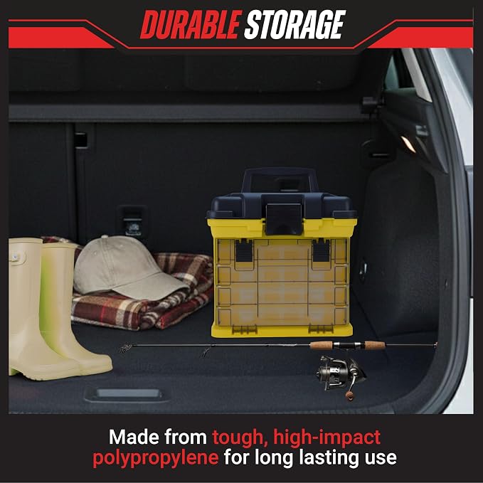 Portable Tool Box - Small Parts Organizer with Drawers and Customizable Compartments for Hardware, Tackle, Beads, or Crafts by Stalwart (Yellow)
