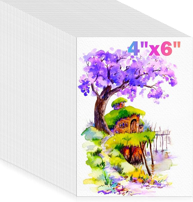 128 Sheets Watercolor Paper Bulk, 4"x6" Water Color Paper for Kids Adults | 140lb/300gsm White Cold Press Artists Drawing Coloring Sketching Painting Paper,Arts and Crafts Supplies,Valentine Gift Cards