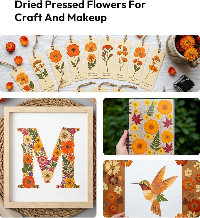 Dried Flowers, Resiners 100Pcs Pressed Flowers for Craft Real Natural Dried Flowers Dry Leaves Kit for DIY Making Crafts Resin Soap Candle Scrapbook Supplies Card Making Jewelry