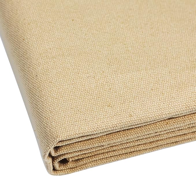 10oz Heavy Duty Cotton Canvas Fabric 60" x 40", Thick Cotton Duck Cloth for Painting, Sewing, Crafts, Tote Bags, Embroidery, Home Decor, Drop Cloth (Khaki)