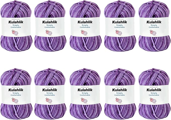 500g(10x50g) Acrylic Yarn for Crocheting and Knitting, Colorful Gradient Yarn Thread, 10 Rolls Skeins, Multicolor Hilo Acrílico, Perfect for DIY Crafts Project