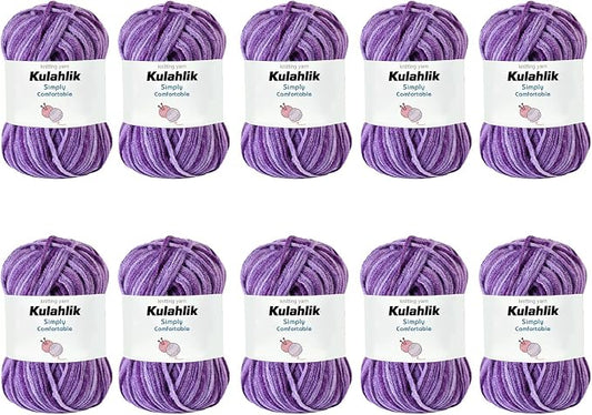 500g(10x50g) Acrylic Yarn for Crocheting and Knitting, Colorful Gradient Yarn Thread, 10 Rolls Skeins, Multicolor Hilo Acrílico, Perfect for DIY Crafts Project
