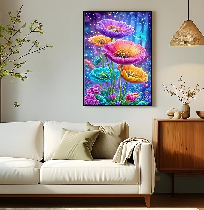 Diamond Art Kits for Adult,Dreamy Flower Diamond Painting Kit,11.8X15.8inch | 5D DIY Colorful Flower Paint by Diamonds,Relaxing Full Round Drill Dot Gem Art Painting Crafts for Home Wall Decor Beginners