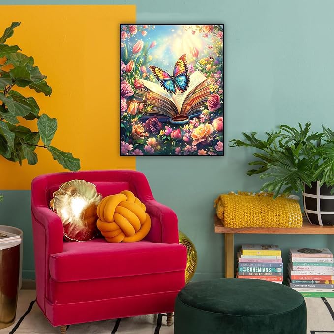 Book Paint by Numbers Kit for Adults, Paint by Number for Adults 16x20 Inch | Adult Paint by Number Kits on Canvas, DIY Acrylic Oil Easy Painting by Numbers for Home Wall Decor Frameless