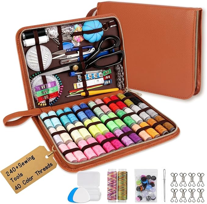 Hoarecal Sewing Kit for Adults, 241 Pcs Upgraded Needle and Thread Kit Hand Travel Sewing Supplies Repair Kits for Home Dorm College Beginners - Christmas Gifts for Mom Grandma