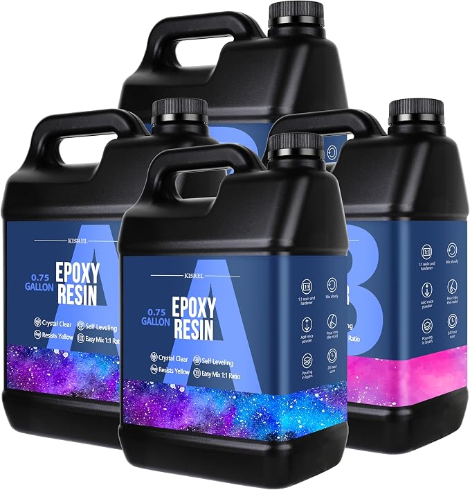 KISREL Epoxy Resin 3Gallon - Crystal Clear Epoxy Resin Kit - No Yellowing No Bubble Art Resina for Art Crafts, Jewelry Making, Wood & Resin Molds | Clear Epoxy Resin Kit ,Casting Resina for Jewelry Making, Wood & Molds