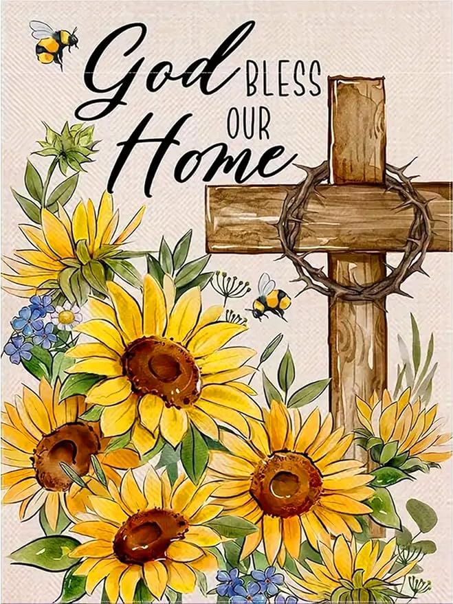 Diamond Art Kits for Adults Sunflower Cross Diamond Painting Kit 12x16in