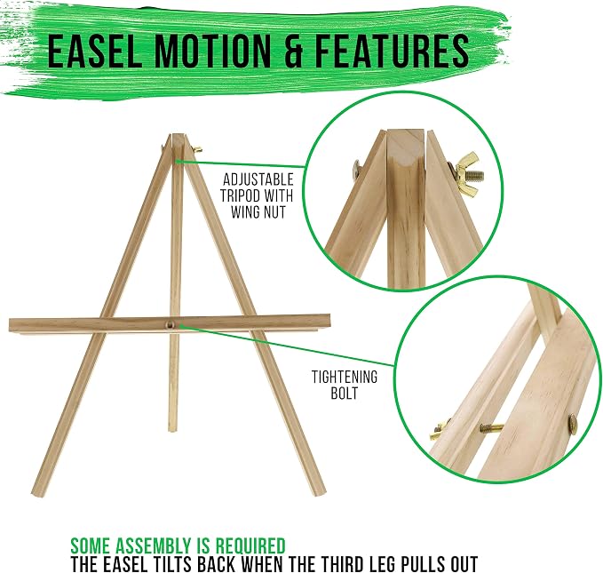 U.S. Art Supply 12" Natural Wood Tabletop Easel (4 Pack) - Adjustable