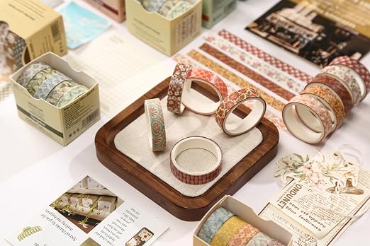 Basic Patterns Washi Tape Set 60 Rolls Geometric Elegance Decorative Skinny Masking Tapes for Arts, DIY Crafts, Journals, Planners, Scrapbook, Wrapping (Bygone Days)