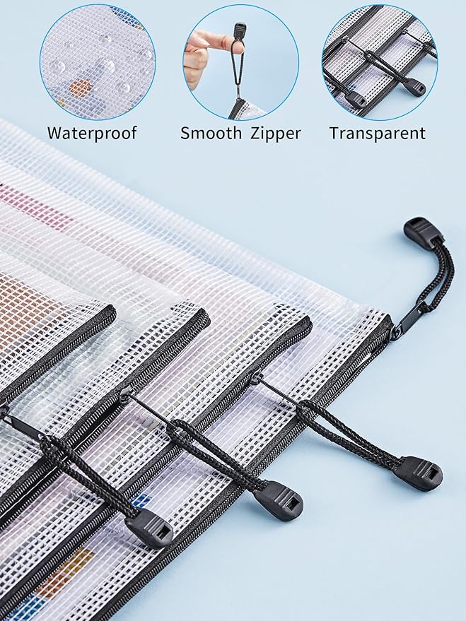 JARLINK 18 Pcs Mesh Zipper Pouch Bags, Multi-use Zipper Pouches, 8 Sizes