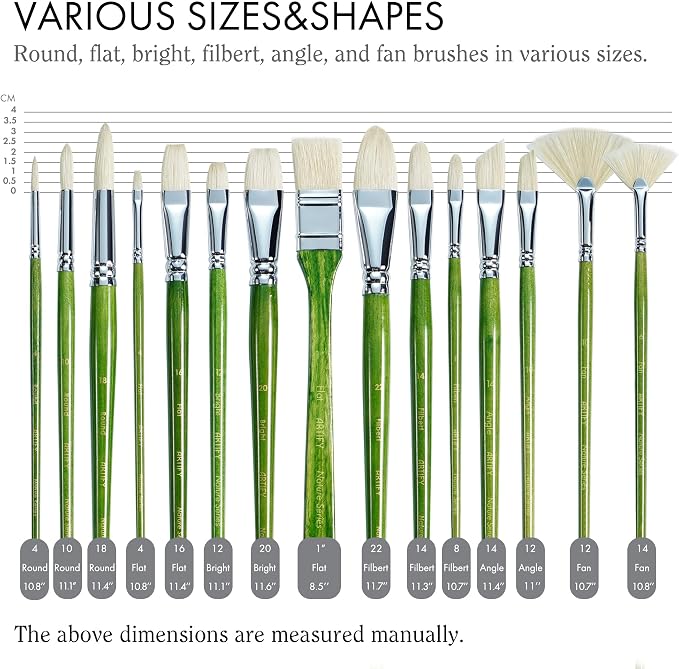 ARTIFY 15-Piece Professional Oil Paint Brush Set - Natural Hog Bristle, No-Shedding, Handcrafted by Masters for Oil/Acrylic/Gouache/Watercolor Painting (Includes Carrying Case)