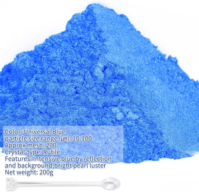Mica Powder,7.05OZ（200g）,Universal Blue Mica Powder Pigment for Epoxy Resin，Lip Gloss，Car Paint，Dye，Soap Making，Nail Polish,Epoxy Resin,Candle Making,Bath Bombs