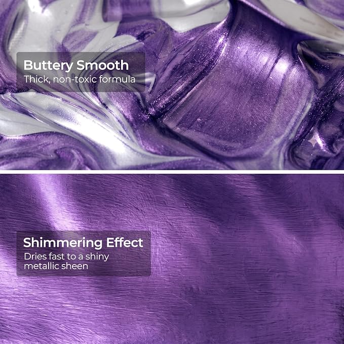 Nicpro Metallic Violet Acrylic Paint, 8.45oz/250ml Purple Craft Paint, | Large, Non Toxic, Non Fading Art Paint for Wood, Metal, Clay, Fabric, Canvas, Ceramic, Furniture, Handcrafts