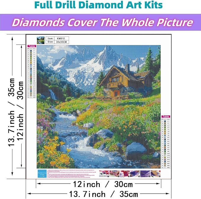 5D DIY Wildflower Wooden House Diamond Art Kits for Adults13.8x13.8 inch