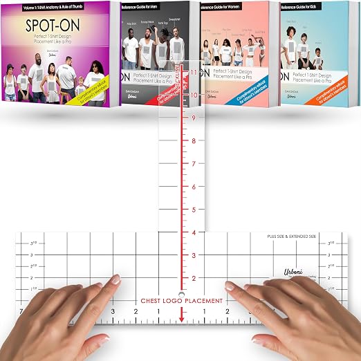Left Chest Logo Placement Tool - T-Shirt Ruler Guide, 4 Sizes All Ages