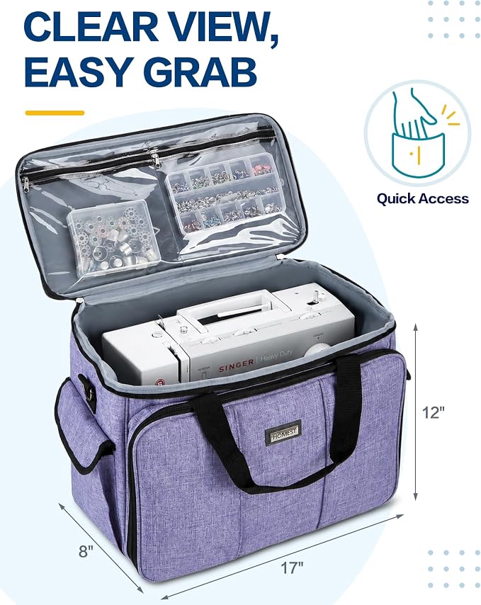 HOMEST Sewing Machine Carry Case, with Shoulder Strap and Front Pocket