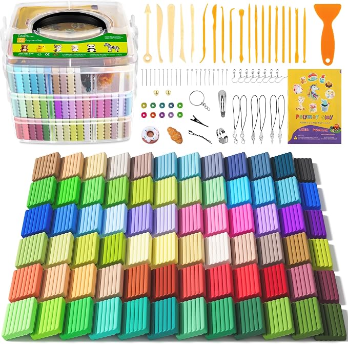 Aestd-ST Polymer Clay 72 Colors, Oven Bake Modeling Clay for Kids & Artists | Easy to Shape, Non-Sticky, Colorful, Portable Storage Box, 20 Sculpting Tools, Accessories, DIY Starter Kit for Kids & Adults