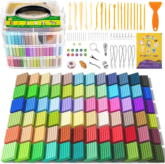 Aestd-ST Polymer Clay 72 Colors, Oven Bake Modeling Clay for Kids & Artists | Easy to Shape, Non-Sticky, Colorful, Portable Storage Box, 20 Sculpting Tools, Accessories, DIY Starter Kit for Kids & Adults
