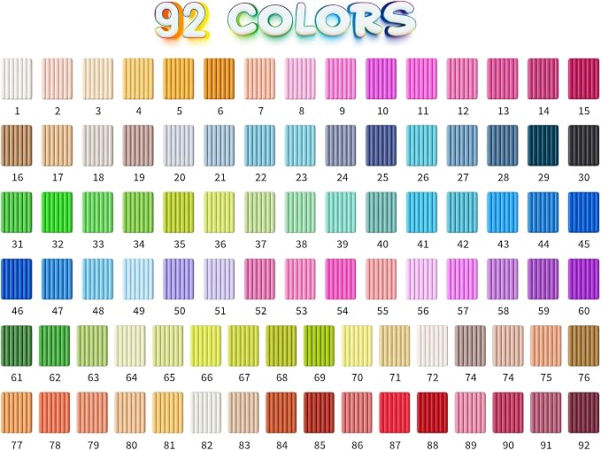 Aestd-ST Polymer Clay 92 Colors, Oven Bake Modeling Clay for Kids & Artists | Easy to Shape, Non-Sticky, Colorful, Portable Storage Box, 20 Sculpting Tools, Accessories, DIY Starter Kit for Kids & Adults