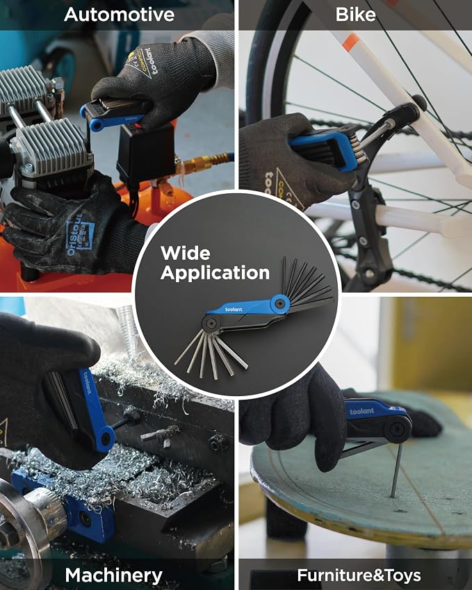 Kraftek toolant 14PCS Folding Allen Wrenches Sets, Metric Allen Key Set 2mm- 6mm, SAE Hex Key Set 5/64”- 1/4", CRV Steel EDC Tool for Bike Repair & Home,Compact Foldable Hex Key Set