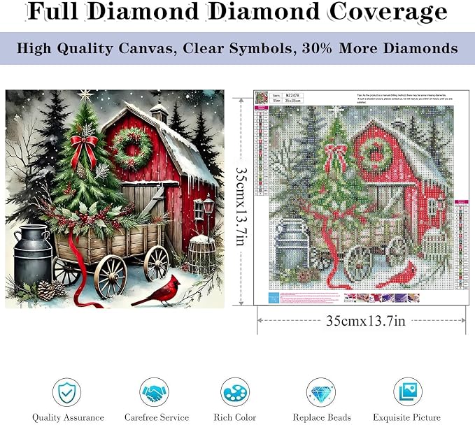 HHMATITS Christmas Diamond Art Kits for Adults 14X14IN