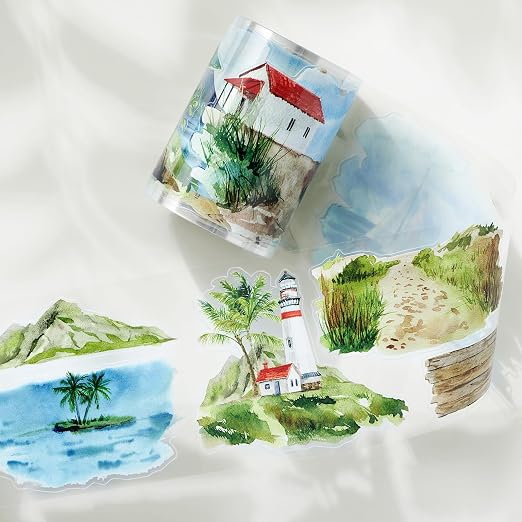 WT Pre-Cut Summer Bliss Transparent PET Tape for Journaling & Scrapbooking