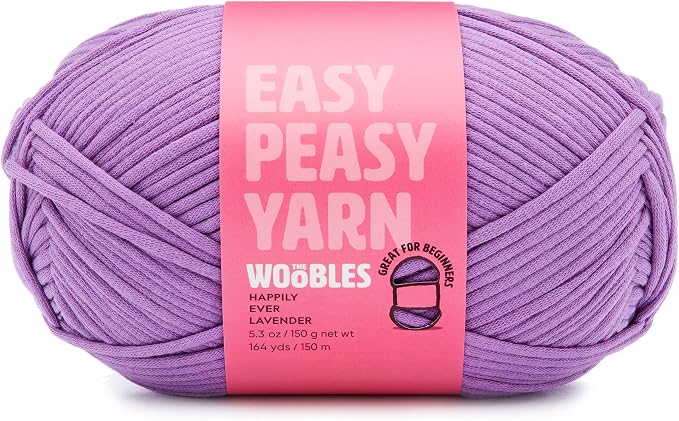 Woobles Easy Peasy Yarn for Beginners - Crochet & Knitting Yarn, Purple | As seen on Shark Tank, Cotton-nylon blend, Medium worsted weight 4, Easy-to-see stitches, Soft and non-splitting, Amigurumi