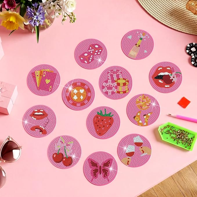 Zonon 12 Pcs Diamond Art Magnets Kit for Adults, DIY Cute Fridge Decor | Crystal Magnetic Stickers, Easy Refrigerator Decoration, No Frame Needed Finished Diamond Painting for Home Kitchen Decor