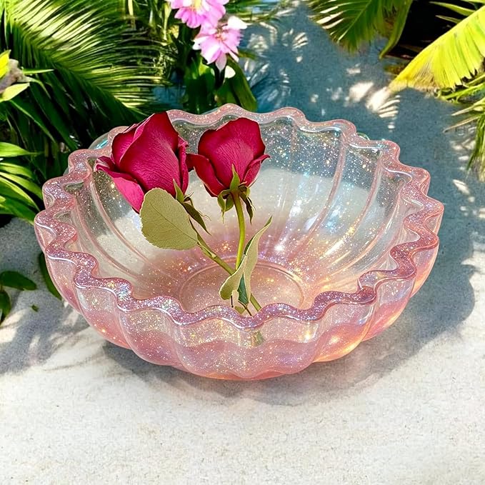Resin Molds for Bowl, Silicone Flower Tray Mold | 5.24 x 1.65 in Epoxy Resin Molds for jewelry, trinkets and candles; flexible silicone releases cleanly and can be reused
