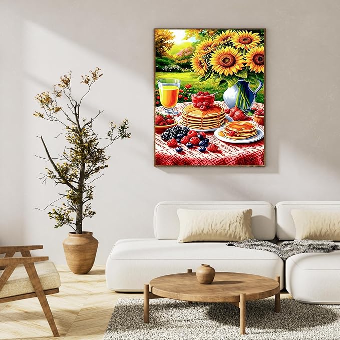 Paint by Numbers Kit for Adults, Sunflower & Pancake Breakfast, 16x20 Inch