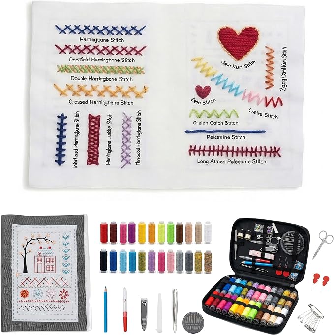FingTip Embroidery Kit for Beginners, Embroidery Stitch Book for Adults Kids, DIY Stitch Gifts (106 Different Patterns)