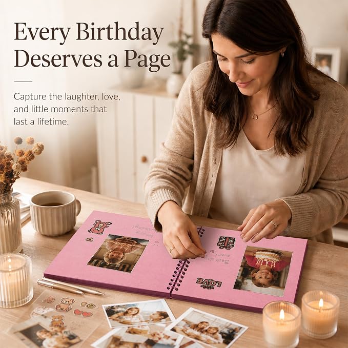 10x10 Inch DIY Scrapbook Album 40 Pages (20 Sheets), Hardcover Kraft Paper