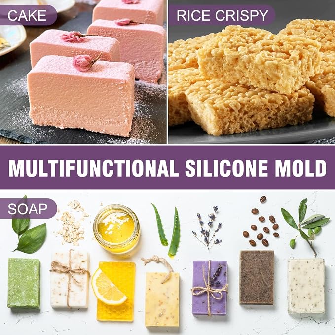 Walfos Silicone Soap Molds,Rectangle Mold 6 Cavities,Non-Stick,4 Pack