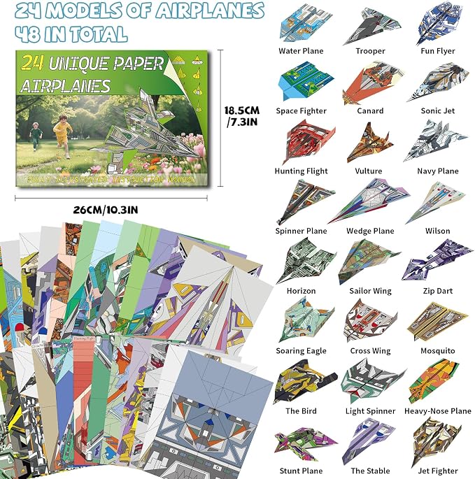 Elfew Paper Airplane Kit for Kids Ages 6-8 8-12, Kids Craft Activity Kit